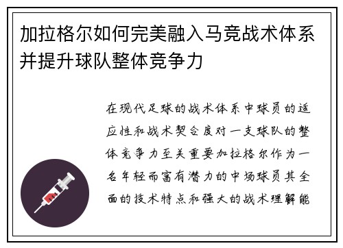 加拉格尔如何完美融入马竞战术体系并提升球队整体竞争力